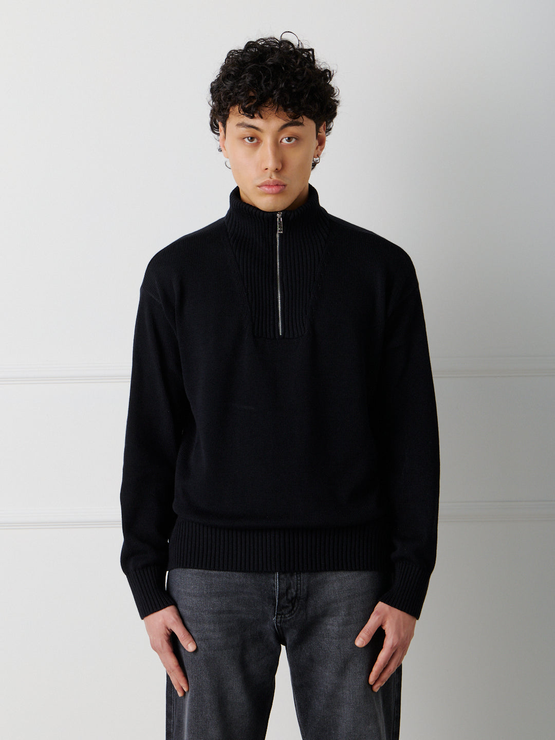 COTTON HALF ZIP SWEATER