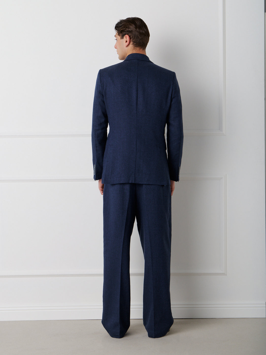 LINEN-COTTON WIDE LEG TAILORED PANTS
