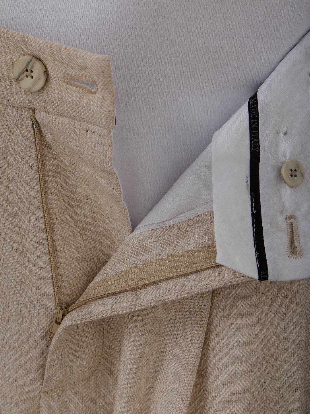 LINEN-COTTON TAILORED TROUSERS