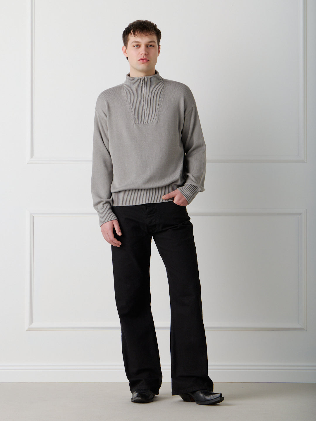 COTTON HALF ZIP SWEATER