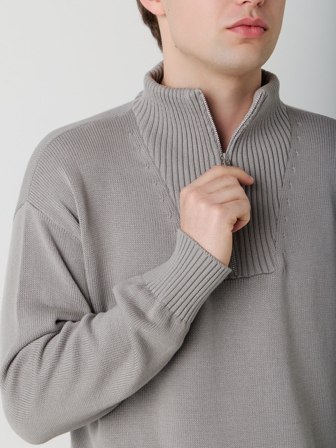 COTTON HALF ZIP SWEATER