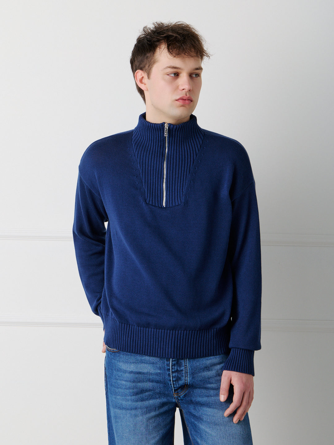 COTTON HALF ZIP SWEATER
