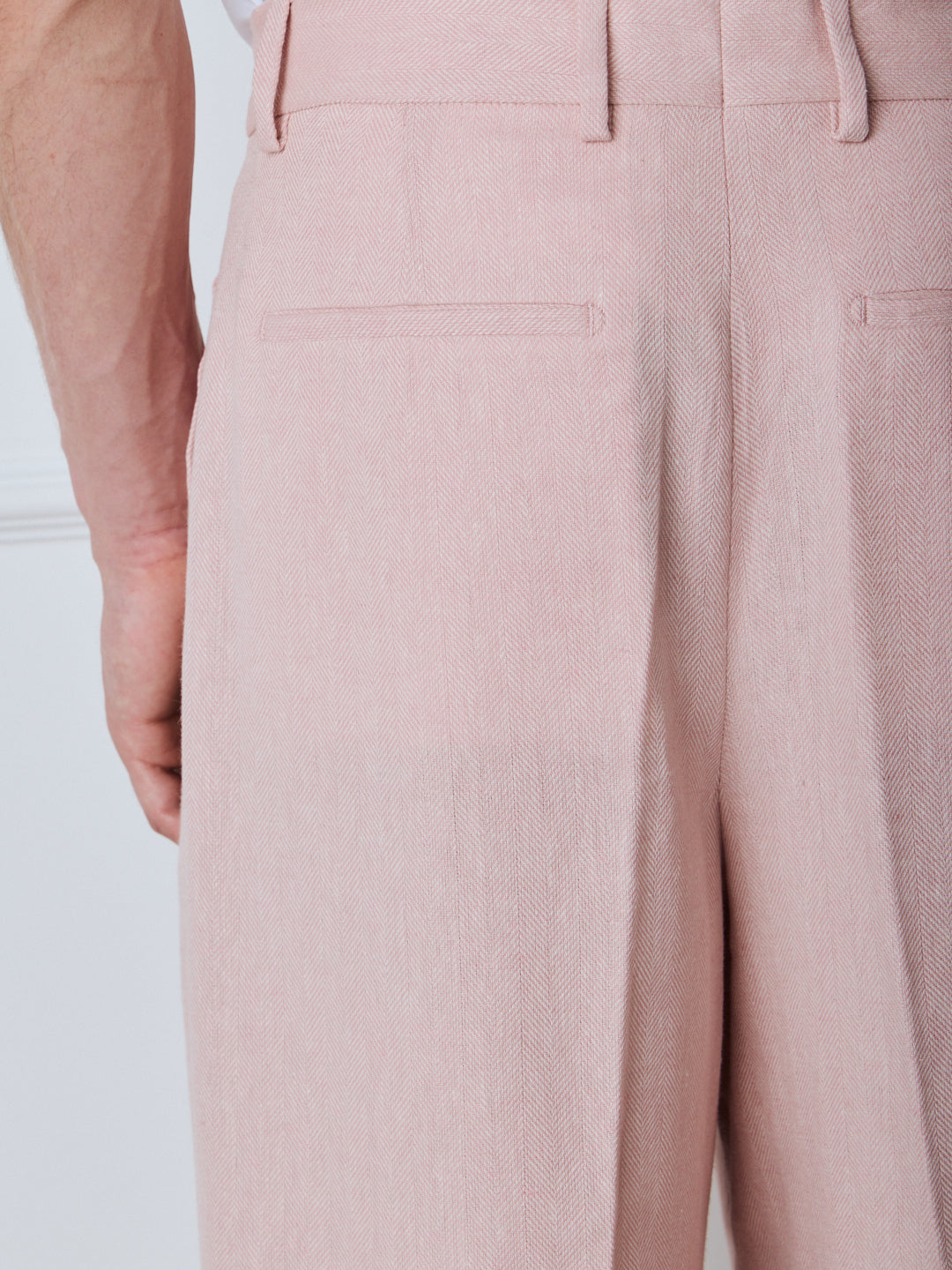 LINEN-COTTON WIDE LEG TAILORED PANTS