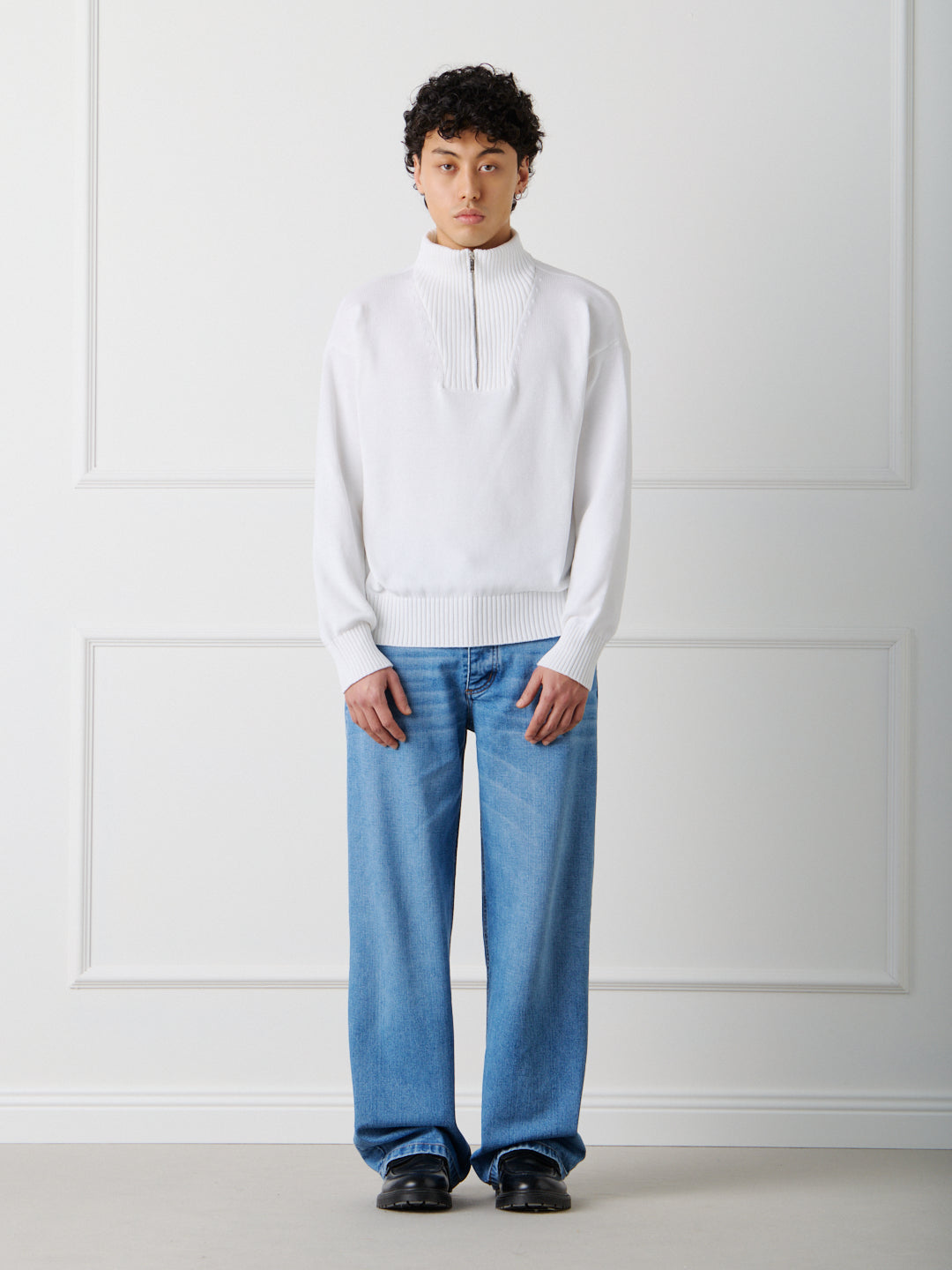 COTTON HALF ZIP SWEATER