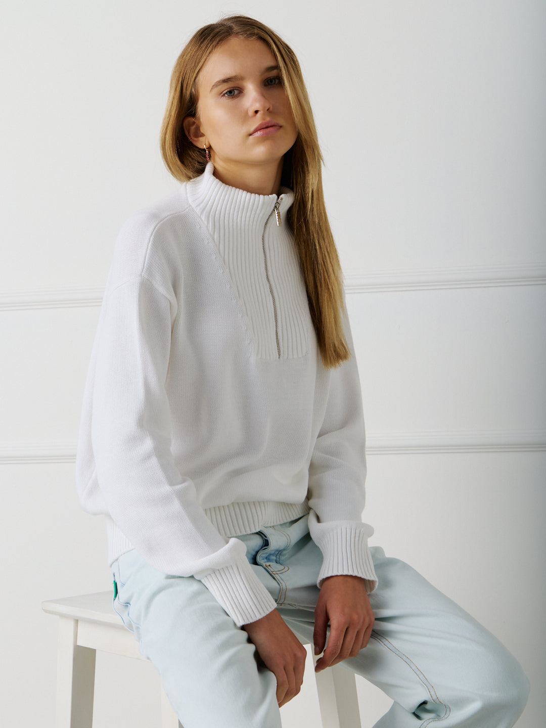 COTTON HALF ZIP SWEATER
