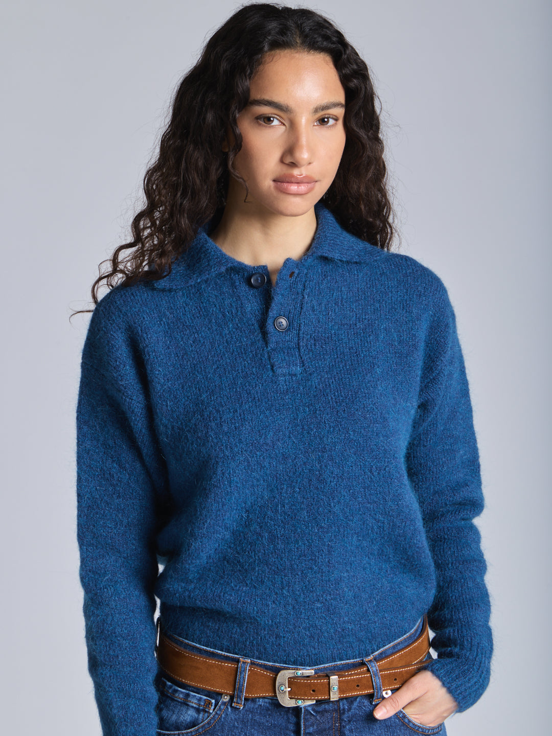MOHAIR POLO SWEATER