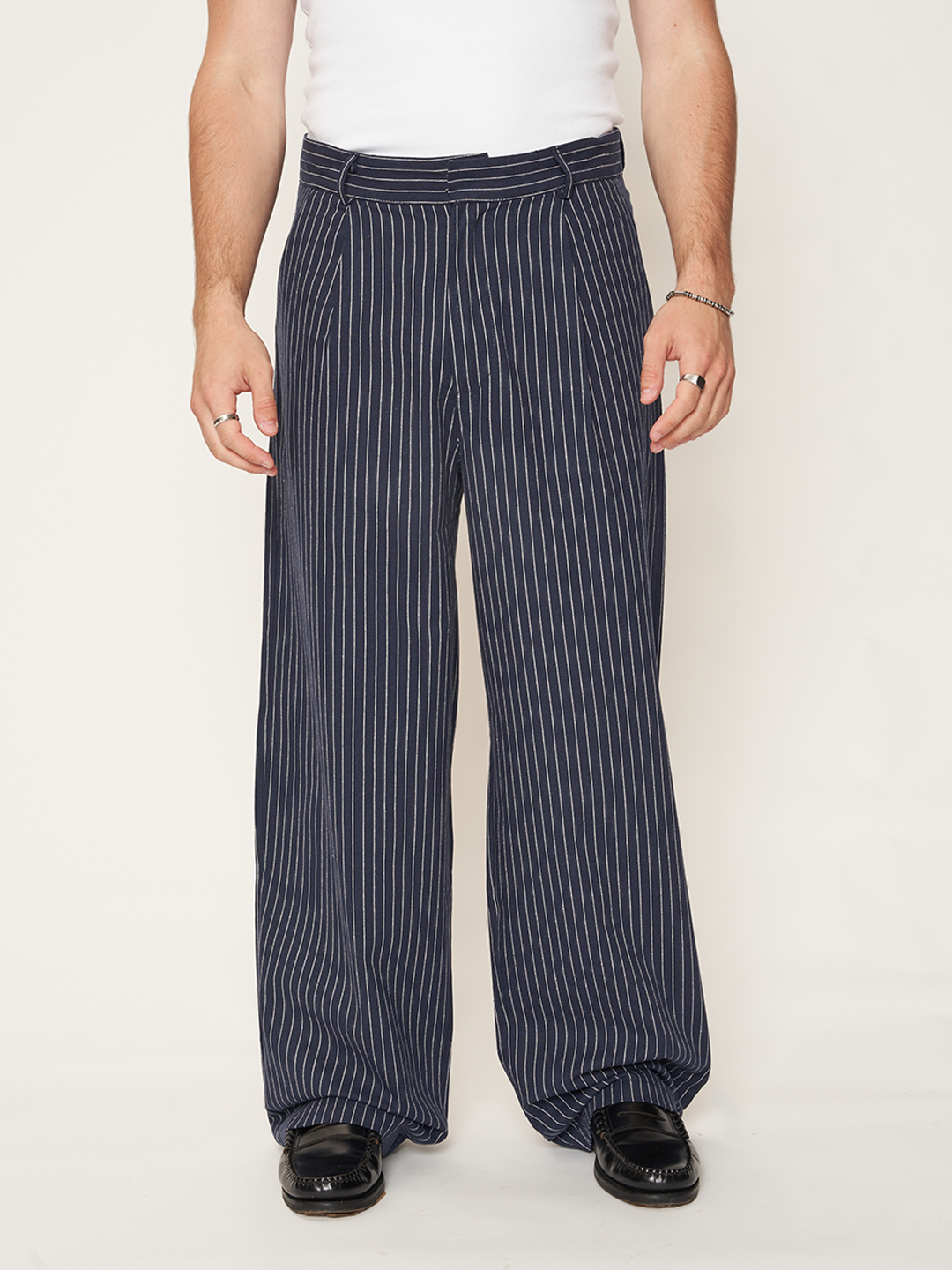 STRIPES COTTON TROUSERS