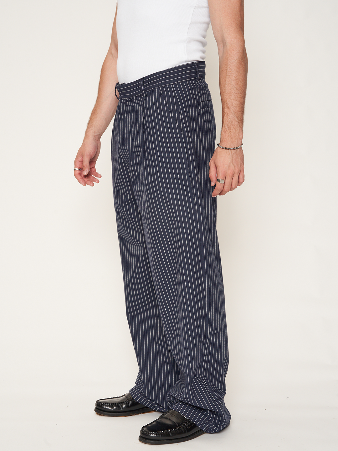 STRIPES COTTON TROUSERS
