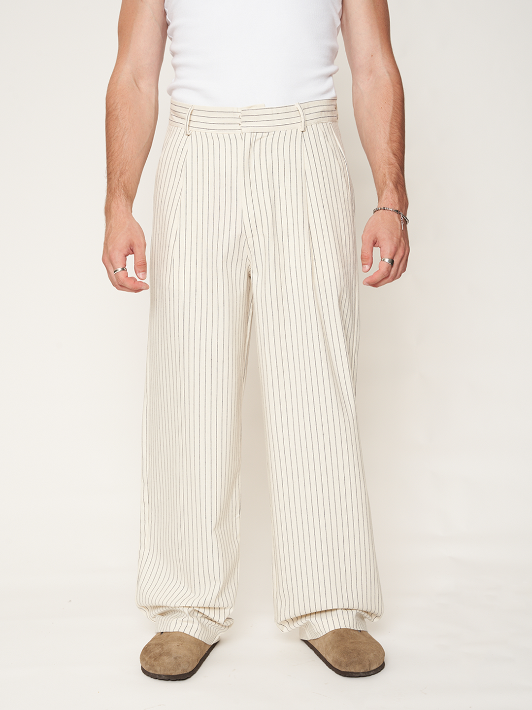 STRIPES COTTON TROUSERS