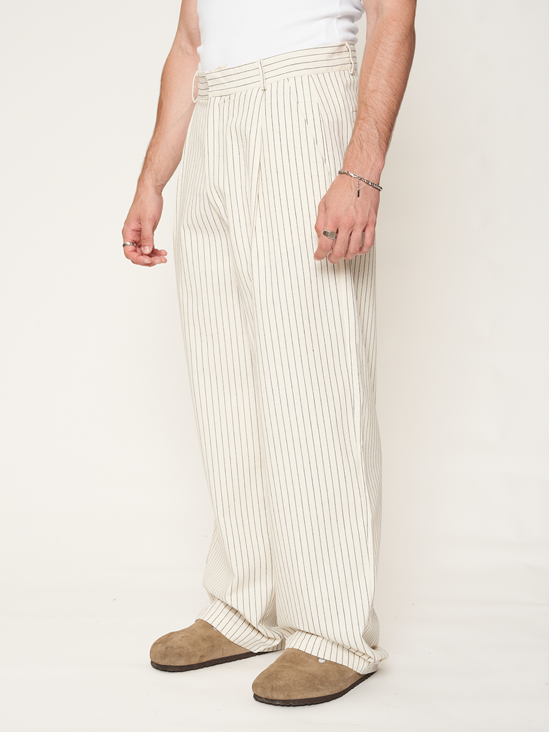 STRIPES COTTON TROUSERS