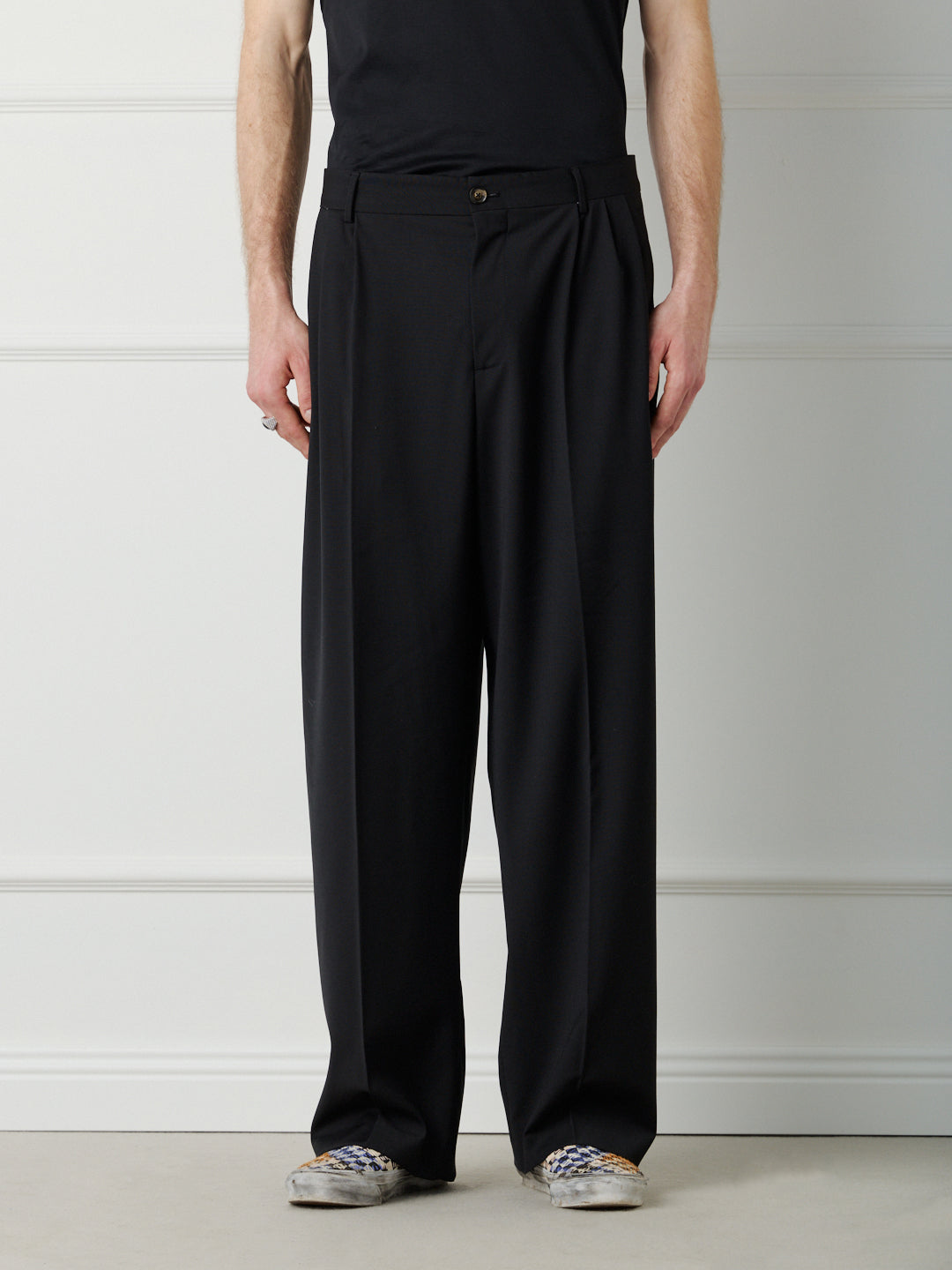 WIDE LEG TAILORED PINCE PANTS
