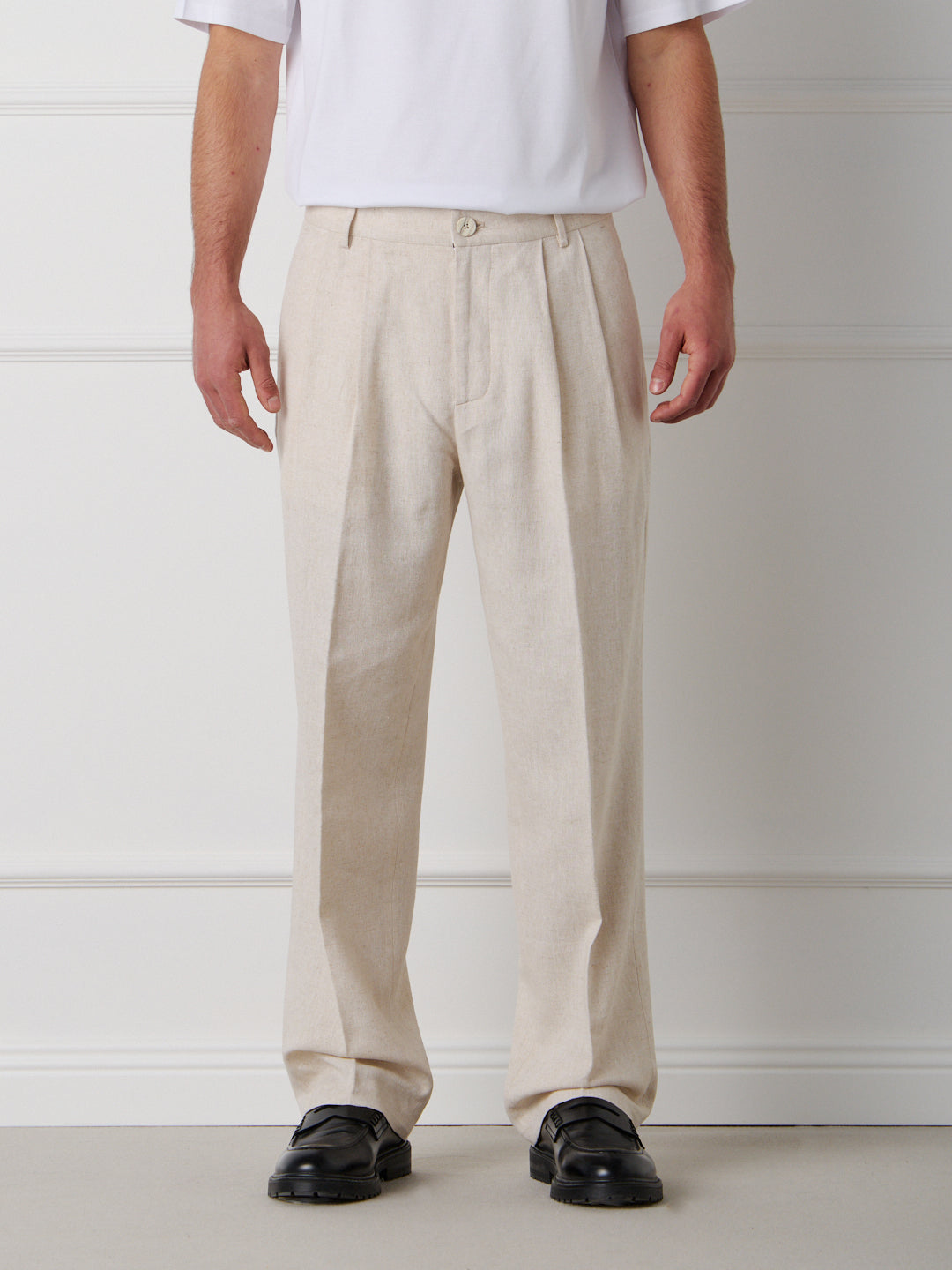LINEN-COTTON TAILORED TROUSERS