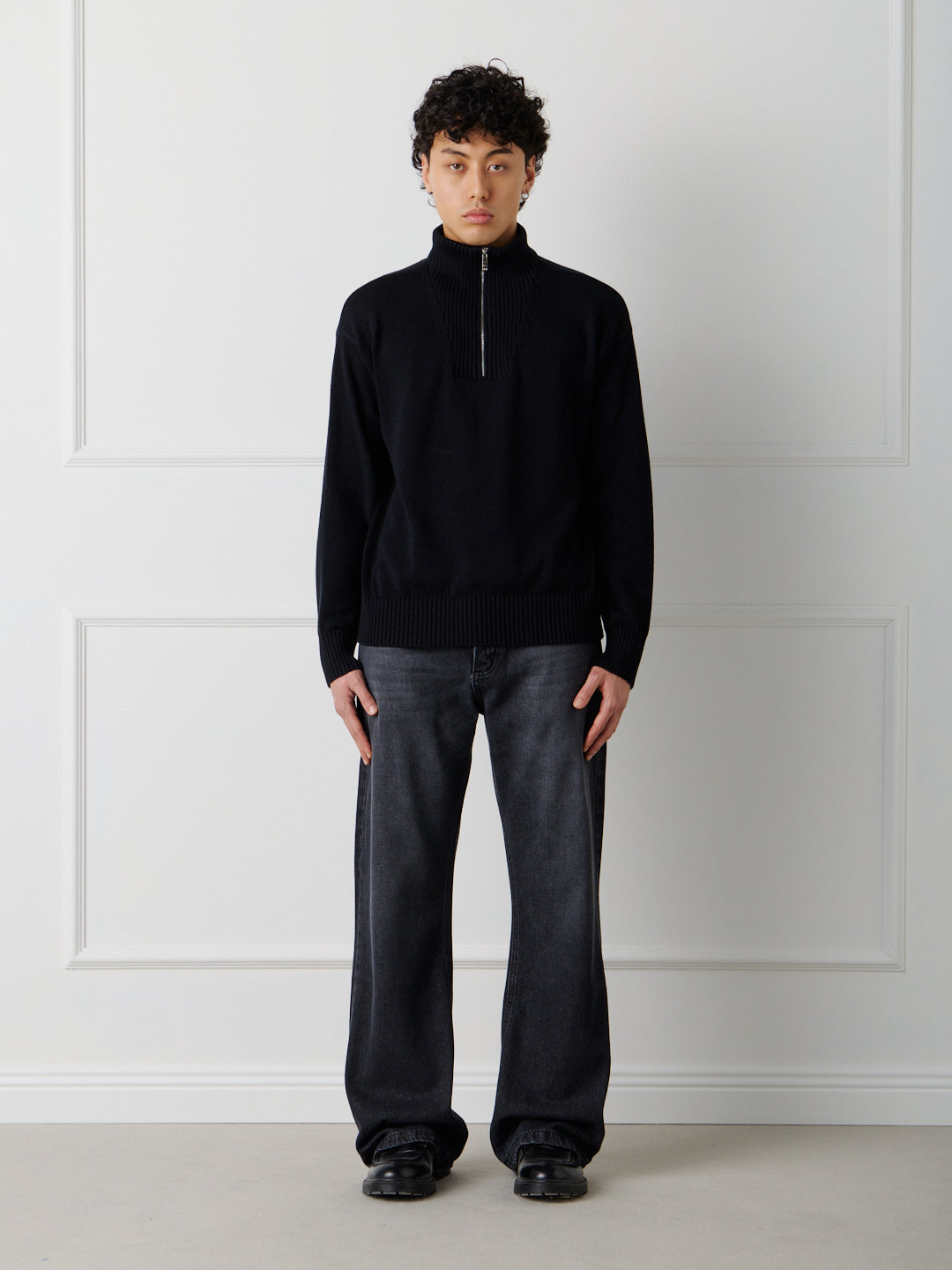 COTTON HALF ZIP SWEATER