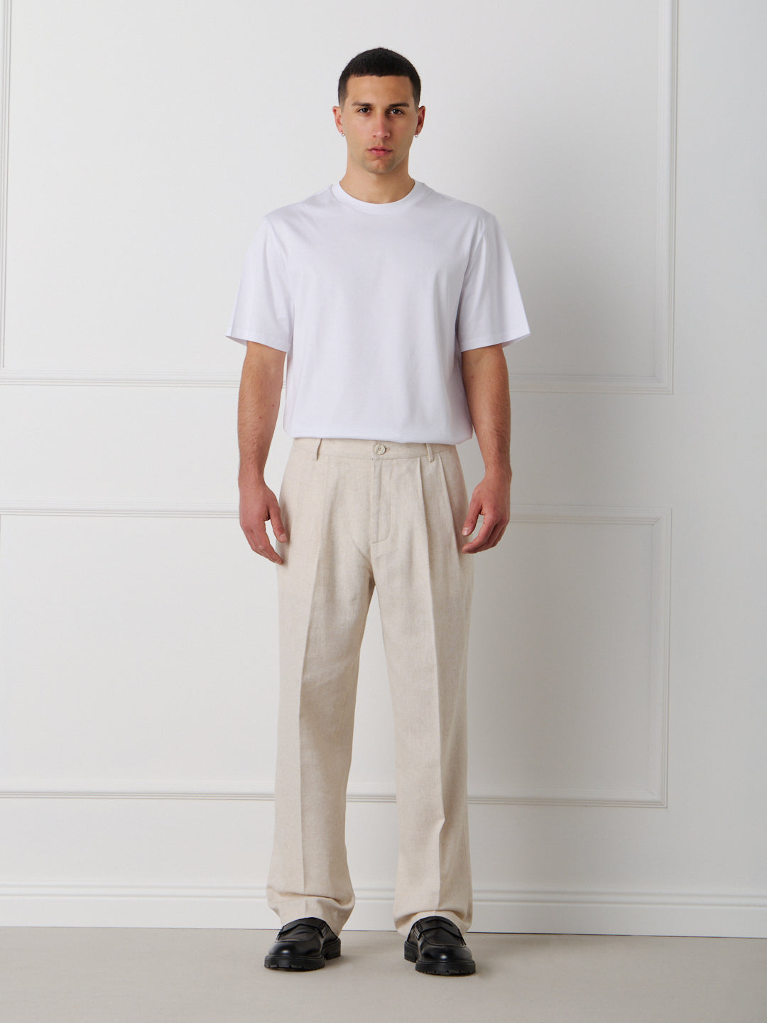 LINEN-COTTON TAILORED TROUSERS