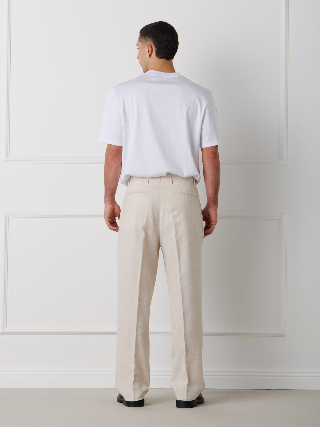 LINEN-COTTON TAILORED TROUSERS