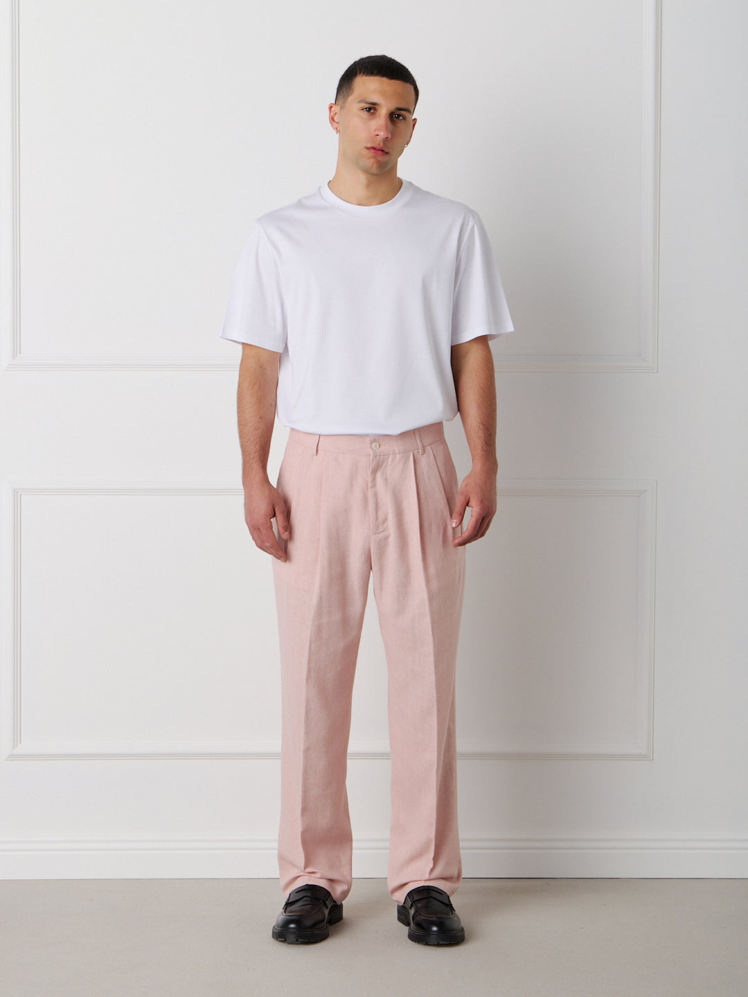 LINEN-COTTON TAILORED TROUSERS