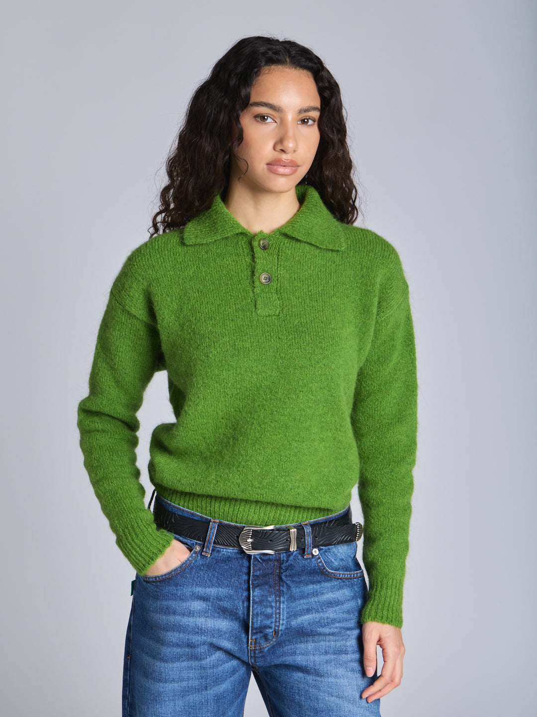 MOHAIR POLO SWEATER