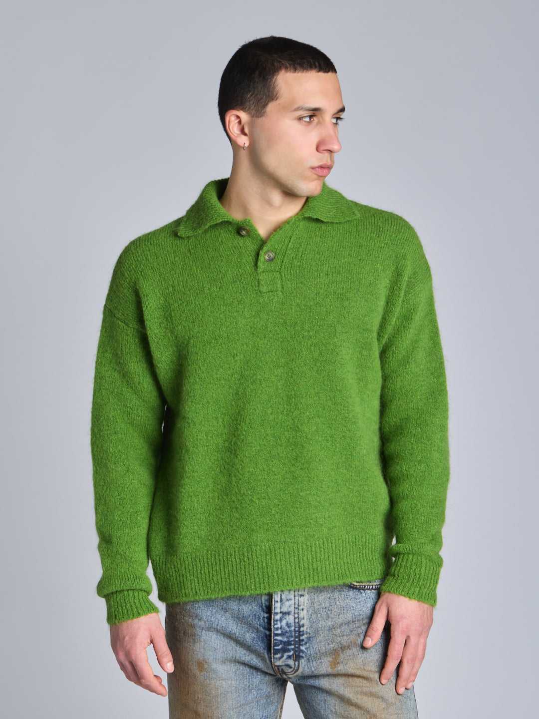 MOHAIR POLO SWEATER