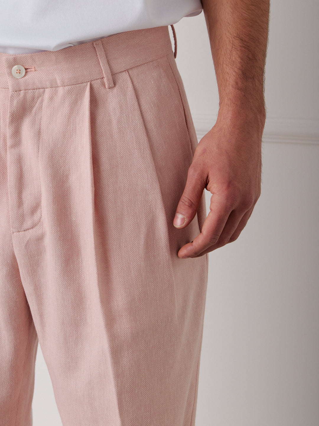 LINEN-COTTON TAILORED TROUSERS