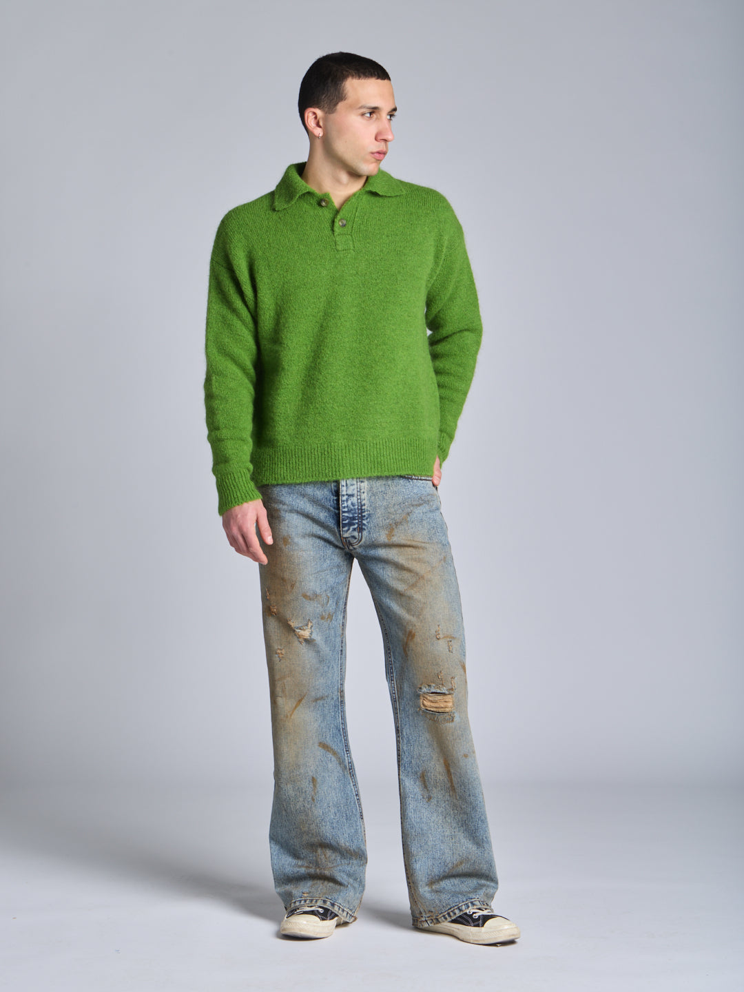MOHAIR POLO SWEATER