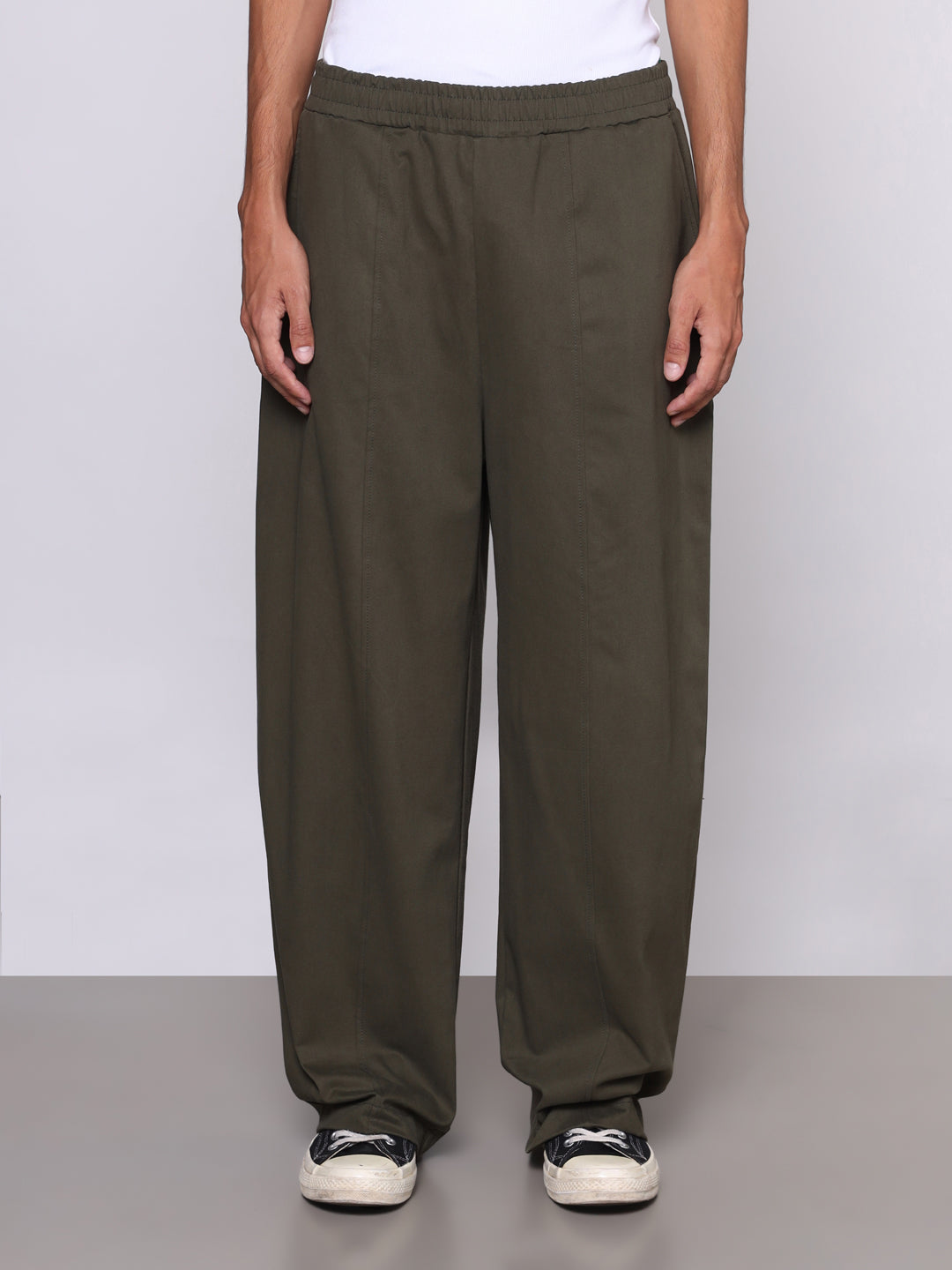 PEACHED GABARDINE BIGGY PANTS