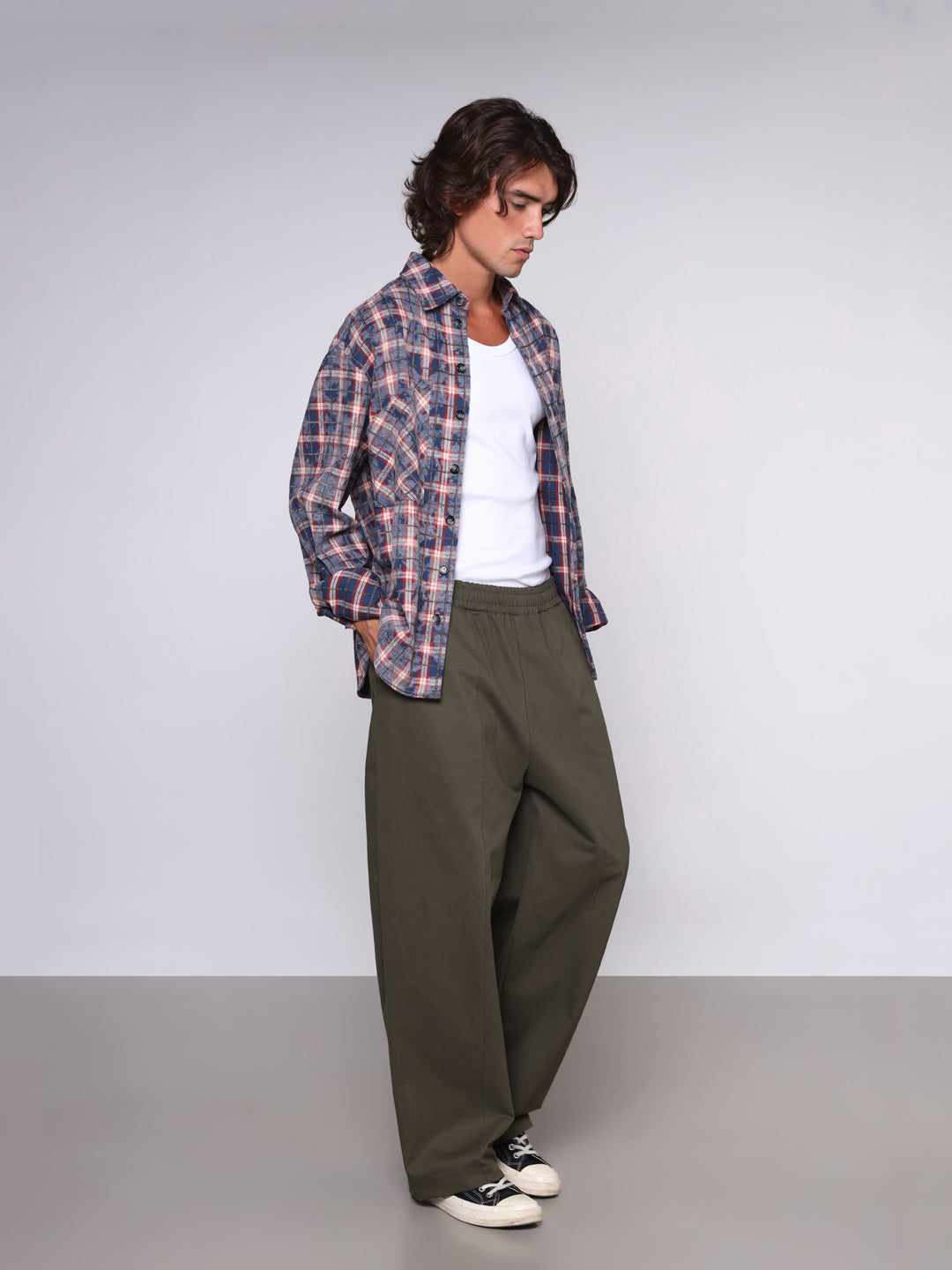 PEACHED GABARDINE BIGGY PANTS