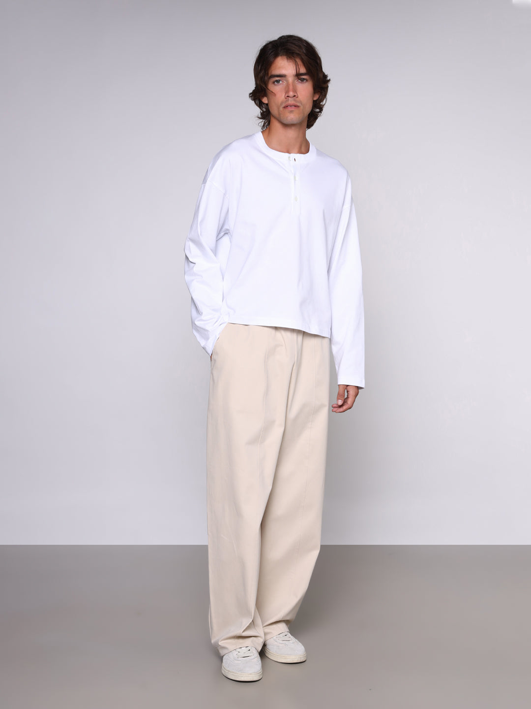 PEACHED GABARDINE BIGGY PANTS