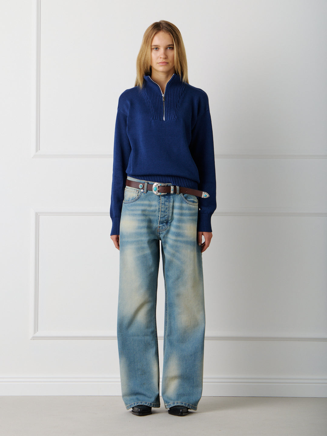 COTTON HALF ZIP SWEATER