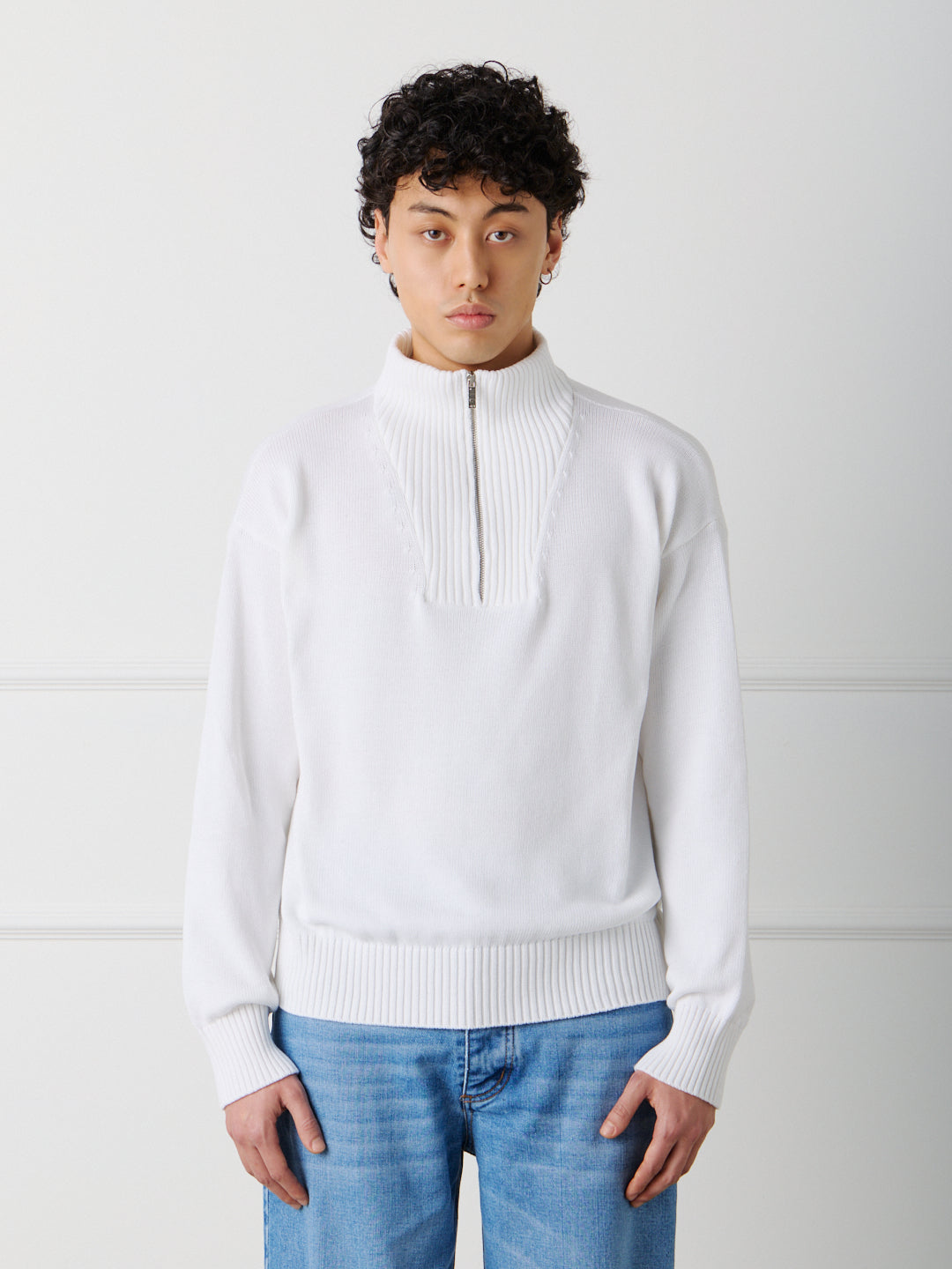COTTON HALF ZIP SWEATER