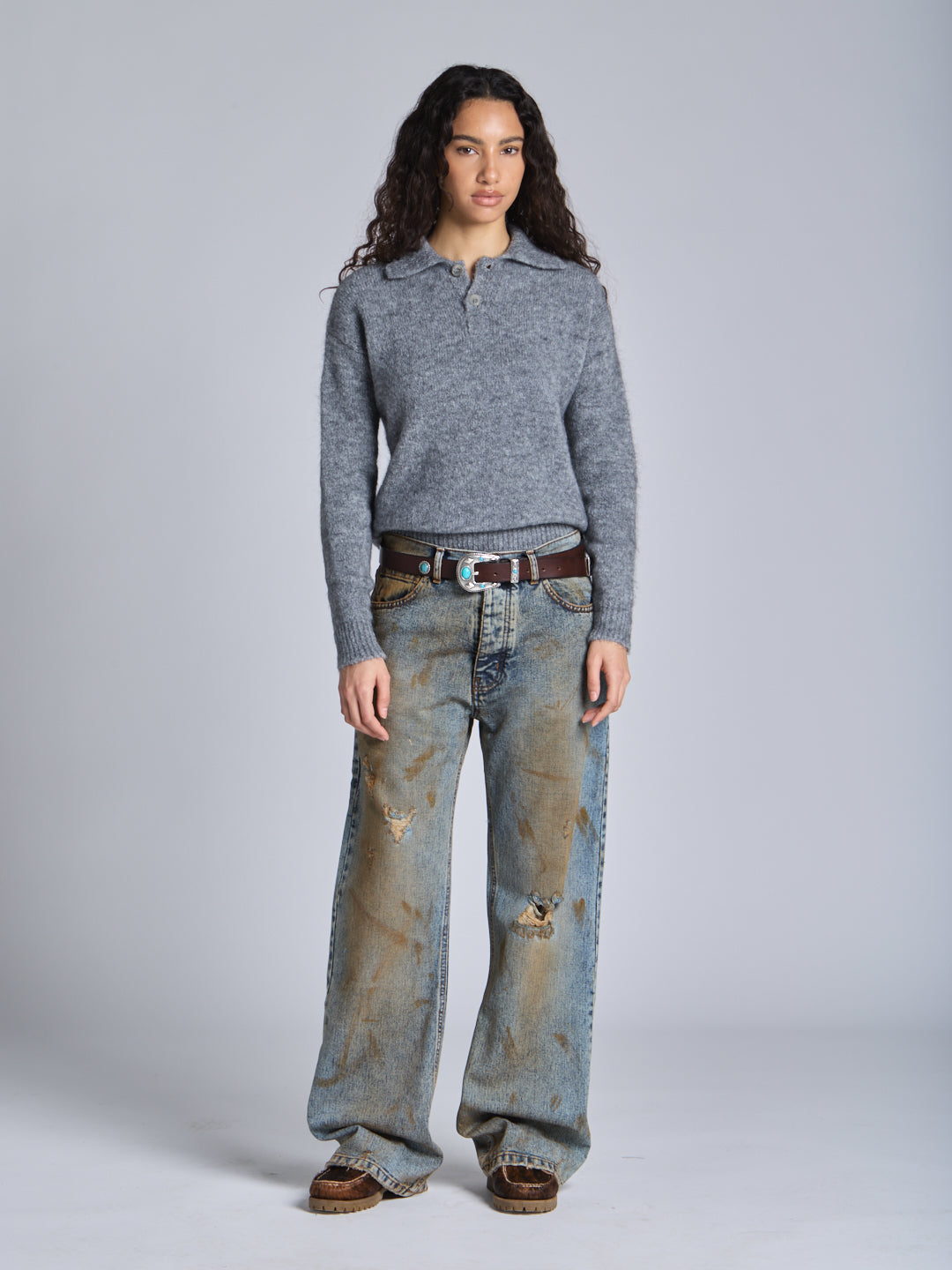 MOHAIR POLO SWEATER