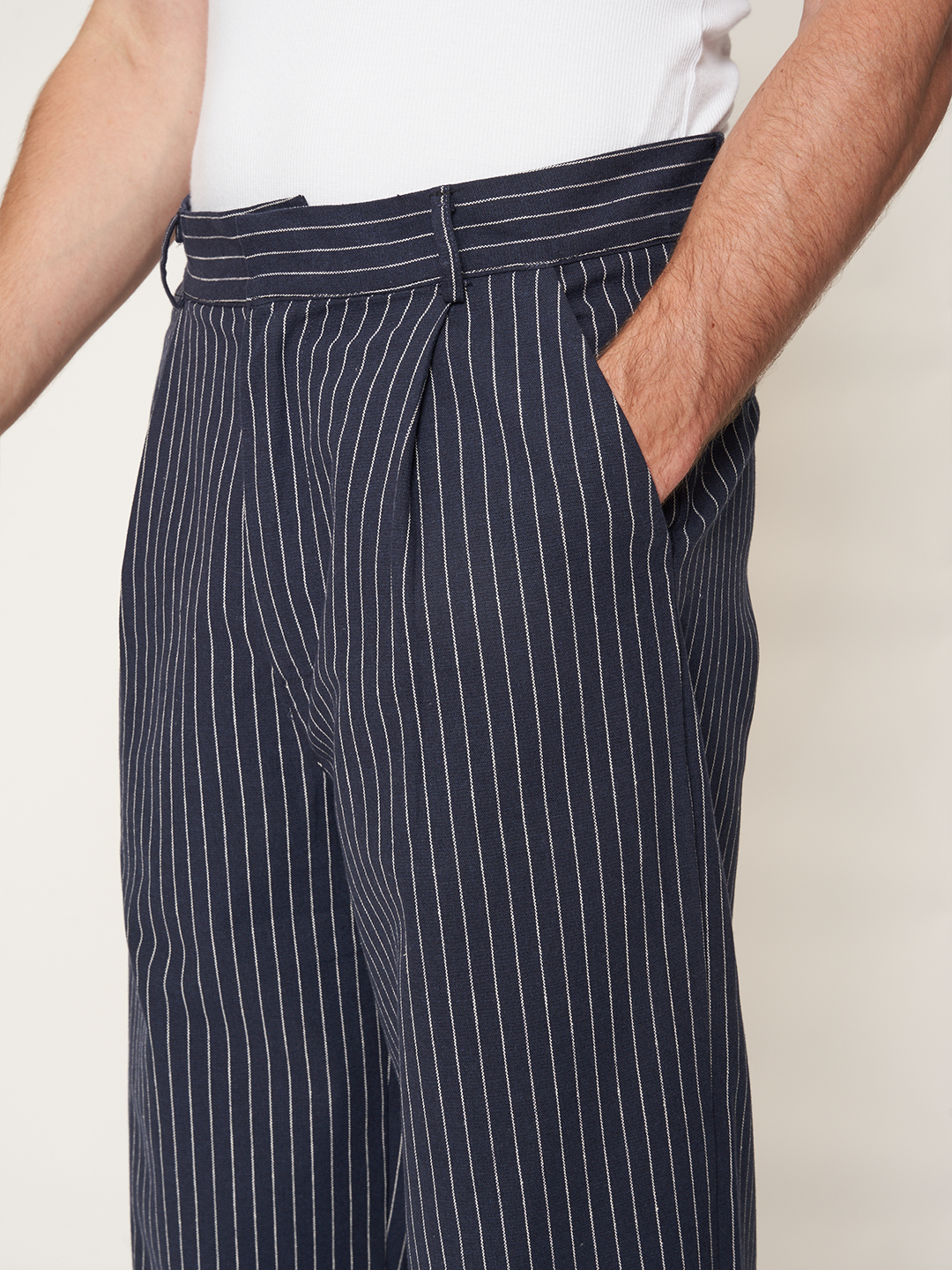 STRIPES COTTON TROUSERS