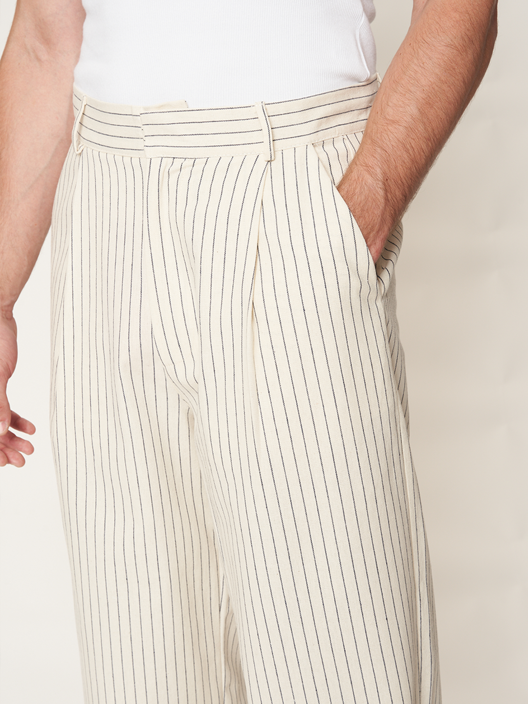 STRIPES COTTON TROUSERS