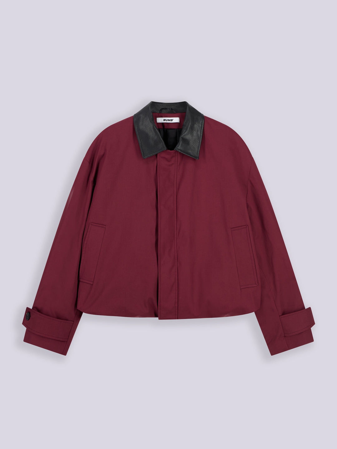 LEATHER COLLAR GABARDINE BOMBER